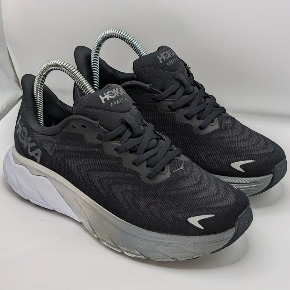 Hoka One One Arahi 6 Black White Womens 6.5B UK 5 Running Shoes Athletic Sneaker
